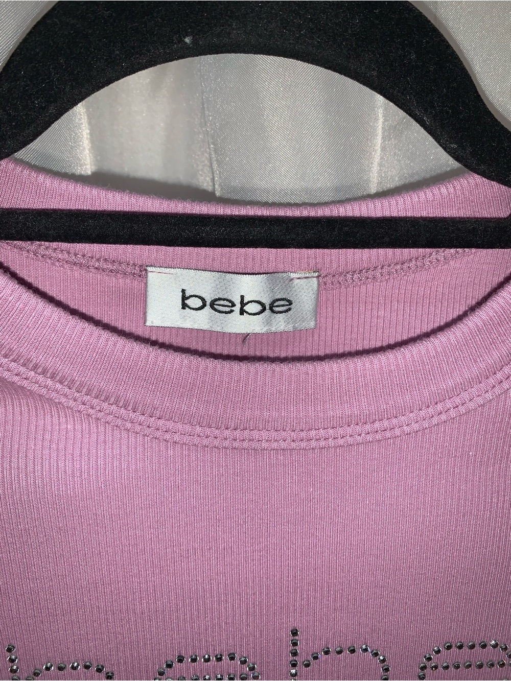 Bebe Lavender Rhinestone Ribbed Shirt - Picture 5 of 6